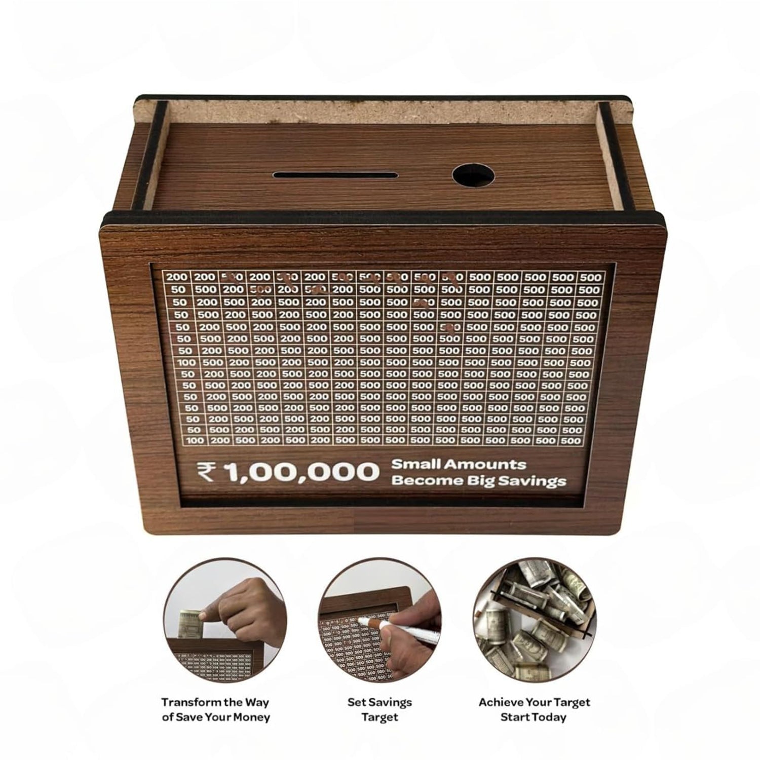 Wooden Money / Piggy Bank, Money Box (1 Pc / Pen Not Included) Wooden Money / Piggy Bank, Money Box (1 Pc / Pen Not Included)